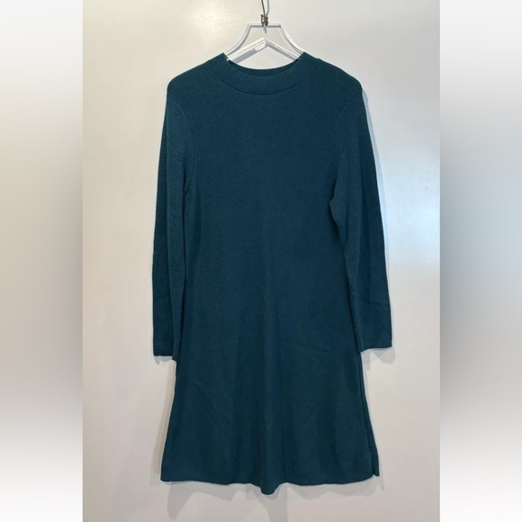 J. Jill Teal Knit Mock Neck Sweater Midi Dress Women's Small (137) - Picture 2 of 6